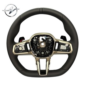 Volant sport <span class=keywords><strong>de</strong></span> <span class=keywords><strong>luxe</strong></span> multifonction YZ à 3 branches, antidérapant, tout cuir, pour Série 5, Série 7, mise à niveau ID8 - Product Image 1