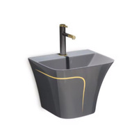 Ensemble WC et lavabo en céramique monobloc de luxe, à chasse siphonique, noir et blanc, pour salle de bain, vente en gros