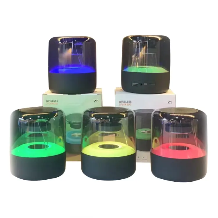 Speaker Mini warna-warni LED, pengeras suara nirkabel kolom suara musik portabel Subwoofer USB kartu TF LED warna-warni