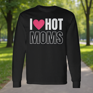 T-shirt à manches longues I Love Hot Moms pour hommes, chemise promotionnelle - Product Image 3