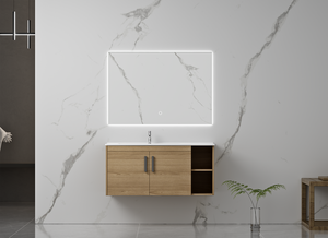 Modern Style Floating Solid Wood Vanity Bathroom Cabinet Factory Price Storage Mirror Accessory Home Use Wash Basin Shower <strong>Panel</strong> - Product Image 2