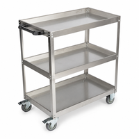 Chariot utilitaire robuste à trois niveaux avec roues à frein silencieux pour le transport dans les restaurants, hôtels, hôpitaux et laboratoires - Vente flash