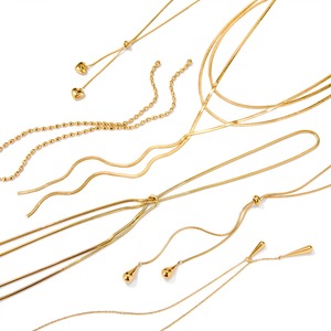 Conjunto de Collar en <span class=keywords><strong>Y</strong></span> con Cadena de Eslabones de Acero Inoxidable Chapado en Oro de 18k, Diseño de Corazón, Joyería en Capas para Uso Diario - Product Image 5