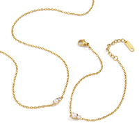Collier pendentif classique en perles et zirconias J&D Jewelry pour femmes, en acier inoxydable plaqué or 18 carats, chaîne O, bijoux imperméables, cadeau