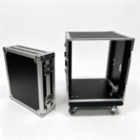 Flightcase OEM 12U de haute qualité pour amplificateur de profondeur inférieure à 49 cm avec 2 portes fusionnables, 4 roues et 1 table DJ