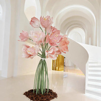 M-021 Vente en gros de fleurs géantes pour mariage, fleurs artificielles de 2 m, fleurs géantes en organza, toile de fond pour événements et décorations