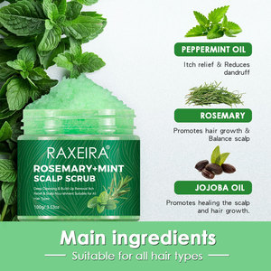 สครับขัดหนังศีรษะวีแกนแบบ 2-in-1 สำหรับขายส่ง แบรนด์ส่วนตัว ลดรังแค บรรเทาอาการคัน บำรุงเส้นผม ขจัดสิ่งอุดตัน บำรุงด้วยโรสแมรี่และมิ้นต์ - Product Image 4