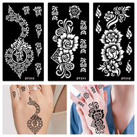 Autocollants de tatouage au henné à l'extrait de jus de fruits, pochoirs ajourés pour aérographe pour bras, art corporel, fête, Halloween, logo en papier Xuan noir