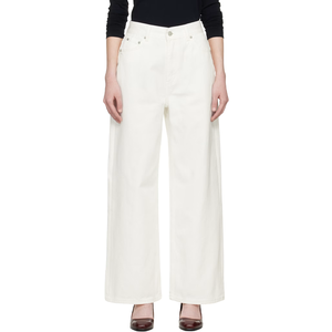 Vaqueros anchos de mezclilla blanca sólida para hombre, de cintura alta, holgados, rectos, estilo casual, para uso diario, streetwear, pantalones de mezclilla. - Product Image 2