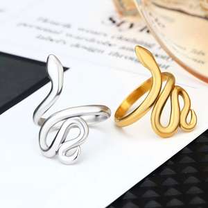 FY Fashion <span class=keywords><strong>Finger</strong></span> anelli oro Chunky in acciaio inossidabile senza dissolvenza cerchio impermeabile a spirale serpente anello da dito per donna uomo - Product Image 3