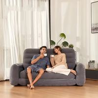 Canapé gonflable floqué pour 3 personnes, chaise longue pliable avec repose-pieds, lit d'intérieur