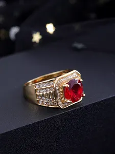 Jewelry Light Luxury Delicate Fashion Style Ruby Diamond Rose Red Ring For Women