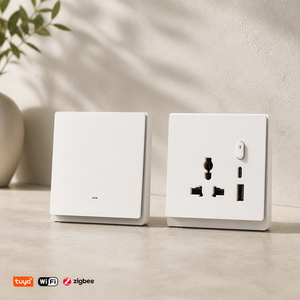 Prise intelligente Tuya Zigbee WiFi, type 86, 1, 2, 3 ou 4 voies, 13A, prise murale, 20W PD Type C, charge rapide, moniteur d'énergie, compatible Alexa et <span class=keywords><strong>Google</strong></span> - Product Image 1