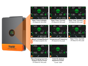 Powmr hiệu quả cao MPPT 10KW 48VDC 120/240Vac duy nhất/chia giai đoạn tinh khiết Sine Wave lai năng lượng mặt trời biến tần - Product Image 2