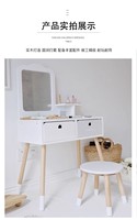Ensemble de jeu de rôle pour enfants, table de maquillage princesse en bois avec boîte à bijoux et maquillage pour filles de 2 à 13 ans, blanc