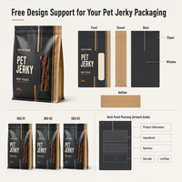 Sachet personnalisé à fond plat avec fermeture éclair pour friandises pour chiens, viande séchée et emballage alimentaire pour animaux de compagnie sous marque privée