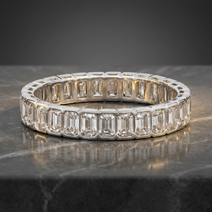 Bague de mariage éternelle en or 10K 14K 18K et argent 925 935 avec diamant taille émeraude cultivé en laboratoire, bijoux fins - Product Image 1