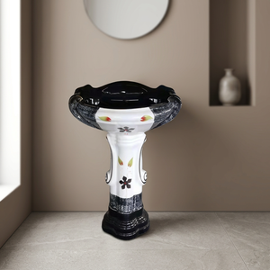 Modern Designer Floor Standing Washroom Ceramic Pedestal Big Sterling Set Wash Basin - Product Image 3