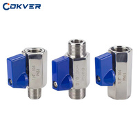 Vanne à boisseau sphérique manuelle COKVER Mini SS304 en acier inoxydable, filetage femelle/mâle, 1/4 pouce, pour eau haute température
