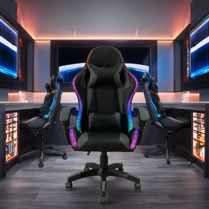 Fauteuil de Gaming Inclinable en Cuir avec Barre Lumineuse LED RGB, Pivotant à 360 Degrés, en PU et Nylon, Vente en Gros Usine, Échantillon Gratuit pour Gamers et Bureaux - Product Image 4