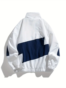 แจ็กเก็ตมีฮู้ดแบบลำลองของผู้ชายพร้อมซิปบล็อกสีทรงหลวมจัดส่งสินค้าสำหรับกิจกรรมกลางแจ้งทำงานทำจากขนสัตว์โพลีเอสเตอร์ - Product Image 2