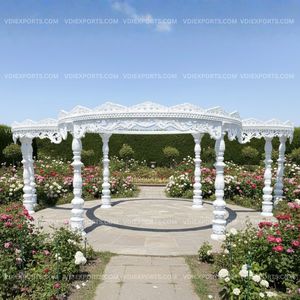 Gazebo Mandap Blanco Tallado a Mano de Primera Calidad, Lujoso Pabellón de Jardín para Bodas en Sitios Turísticos y Decoración de Eventos - Product Image 3