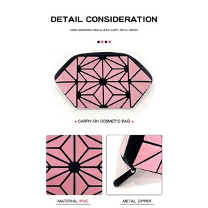 BSCI Factory Foldable Pink Make up Bag Luminous Toiletry Bag New Fashion Geometric Cosmetic Bag - Product Image 4