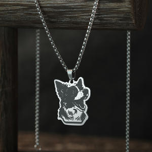 Collar con Colgante de <span class=keywords><strong>Border</strong></span> <span class=keywords><strong>Collie</strong></span> Hecho a Mano Estilo Punk - Acero Inoxidable con Imitación de Perla y Diamante, Joyería Elegante para Bodas - Product Image 1