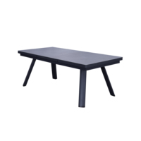 Table de salle à manger rectangulaire extensible moderne noire en pierre frittée pour terrasse, café, bistrot, hôtel et restaurant