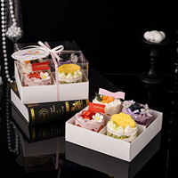 Boîte Cadeau en Carton Écologique pour Sushi et Fruits, Style Français, Transparente, Auto-érectible, avec Poignée, Créative et Vide, Vente en Gros