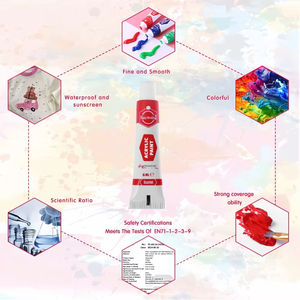 Peintures acryliques en tubes <span class=keywords><strong>de</strong></span> 6 ml, peintures acryliques sûres et non toxiques, ensemble <span class=keywords><strong>de</strong></span> 12 couleurs pour <span class=keywords><strong>toile</strong></span>, <span class=keywords><strong>verre</strong></span>, poterie, papier, peinture - Product Image 2
