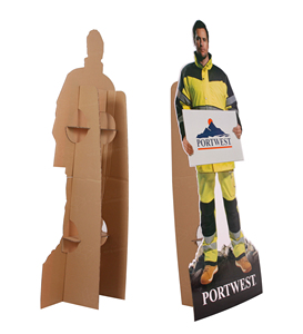 Standee-pantalla impresa en forma de persona, tamaño real, recortes de cartón, película, papel corrugado