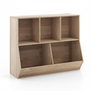 Organisateur de jouets en bois chic à 5 cubes pour enfants avec kit anti-basculement Coffre efficace pour la gestion des jouets Fabriqué en Chine Modèle AL1264 - Product Image 4