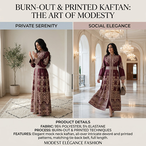 Maroon Printed Abaya for Women Front Zipper Occasion OEM - Product Image 5