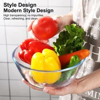 Bol en verre transparent résistant aux hautes températures, pour micro-ondes, cuisson, battre les œufs, usage domestique, grand format, style moderne minimaliste, solide