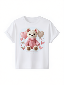 T-shirt da donna con stampa orsetto, manica corta, girocollo, in morbido cotone, casual, per tutte le stagioni, in tessuto jersey - Product Image 1