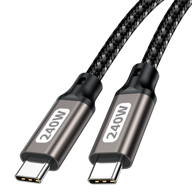 1M 2M 3M 240W 5A Dual Male USB-C Cable: Chip-Equipped, Supports 100W/66W/18W for Phones/Laptops/PC/for Samsung, Xiaomi, OPPO