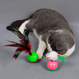 Juguete interactivo para gatos más vendido: Ratón de peluche colorido, juguete giratorio para gatos, pelota chirriante con cascabel y ratón de piel. - Product Image 6