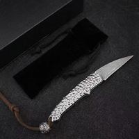 Outdoor Kleine Zilversmid Merk Fruit Vouwmes Damascus Stalen Mes Roestvrijstalen Handvat Edc Hoge Hardheid Scherp