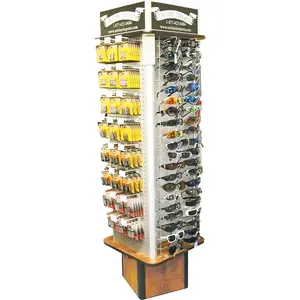 floor standing wood metal pegboard rotating display stand,spinner display rack for battery or sunglasses