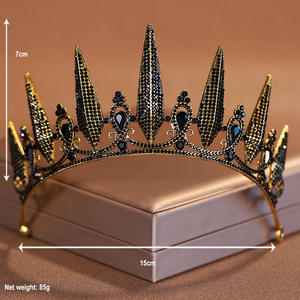 Corone di diadema Vintage per le donne in metallo corona regina diadema per sposa in cristallo di compleanno Quinceanera copricapo da ballo - Product Image 5