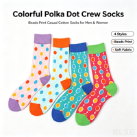 Chaussettes en coton à pois jacquard colorées unisexes, chaussettes décontractées amusantes et vibrantes, logo personnalisé OEM