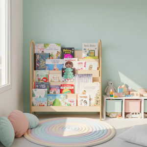 Étagère à livres en bois pour enfants, étagère de rangement mobile à plusieurs niveaux, étagère sur pied pour le salon, rangement de livres d'images - Product Image 4