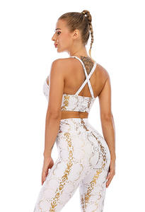 도매 맞춤형 자체 브랜드 요가복 메탈릭 스네이크 레깅스 스포츠 운동복 세트 여성 피트니스 의류 - Product Image 2