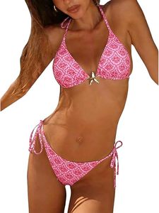 Women's 2PCS Floral Leopard <b>Bikini</b> <b>Set</b>, featuring a halter top, adjustable straps, for a bold and stylish beach look. - Product Image 5