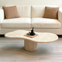 Table basse en pierre de travertin naturel pour salon et chambre, table à thé en marbre, table en pierre haut de gamme design créatif pour la maison