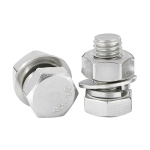 สลักเกลียวหัวหกเหลี่ยมสแตนเลส SS304 พร้อมน็อตและแหวนรอง ผลิตตามแบบ OEM จากโรงงานจีน - Product Image 2