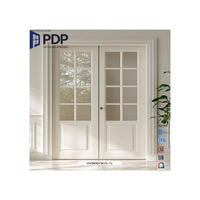 Puerta Francesa Abatible Arqueada de Estilo Vintage Personalizada PDP, de Fibra de Vidrio y Aleación de Aluminio con Herrajes de Latón para Uso en Baños, Exteriores e Interiores