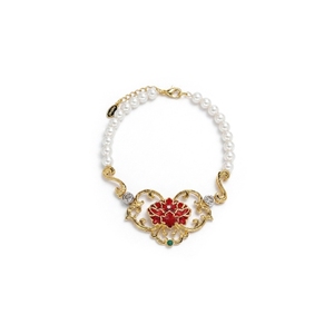 [Hong Kong International Jewellery Show] Neo-Chinese Style Gilded Peony <b>Bracelet</b> Adorned for Wedding Banquet Daily Fashion - Product Image 1