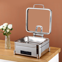 LIYUNDA Réchaud de Buffet Électrique de Luxe, Ensemble Chauffe-Plats en Acier Inoxydable 304 Poli Miroir pour Événements